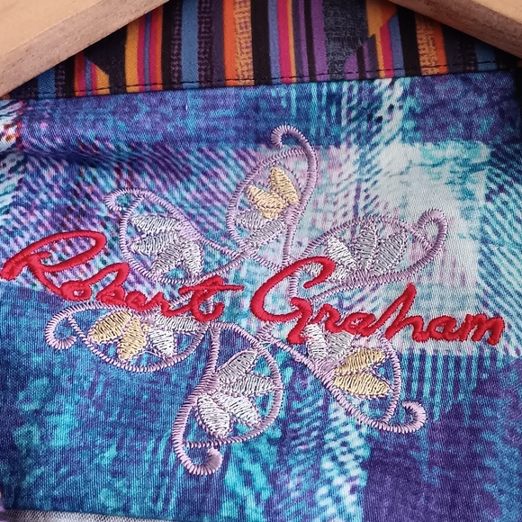 Robert Graham Button Up Shirt Multicolor Plaid Flip Cuff Designer Cotton 3XL - Picture 7 of 10